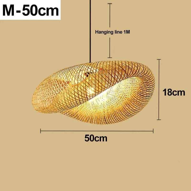 Led Pendant Lamp Ceiling Chandelier Bamboo Weaving Lights for Living Room Dining Handmade Modern Art Rattan Lampshade Restaurant