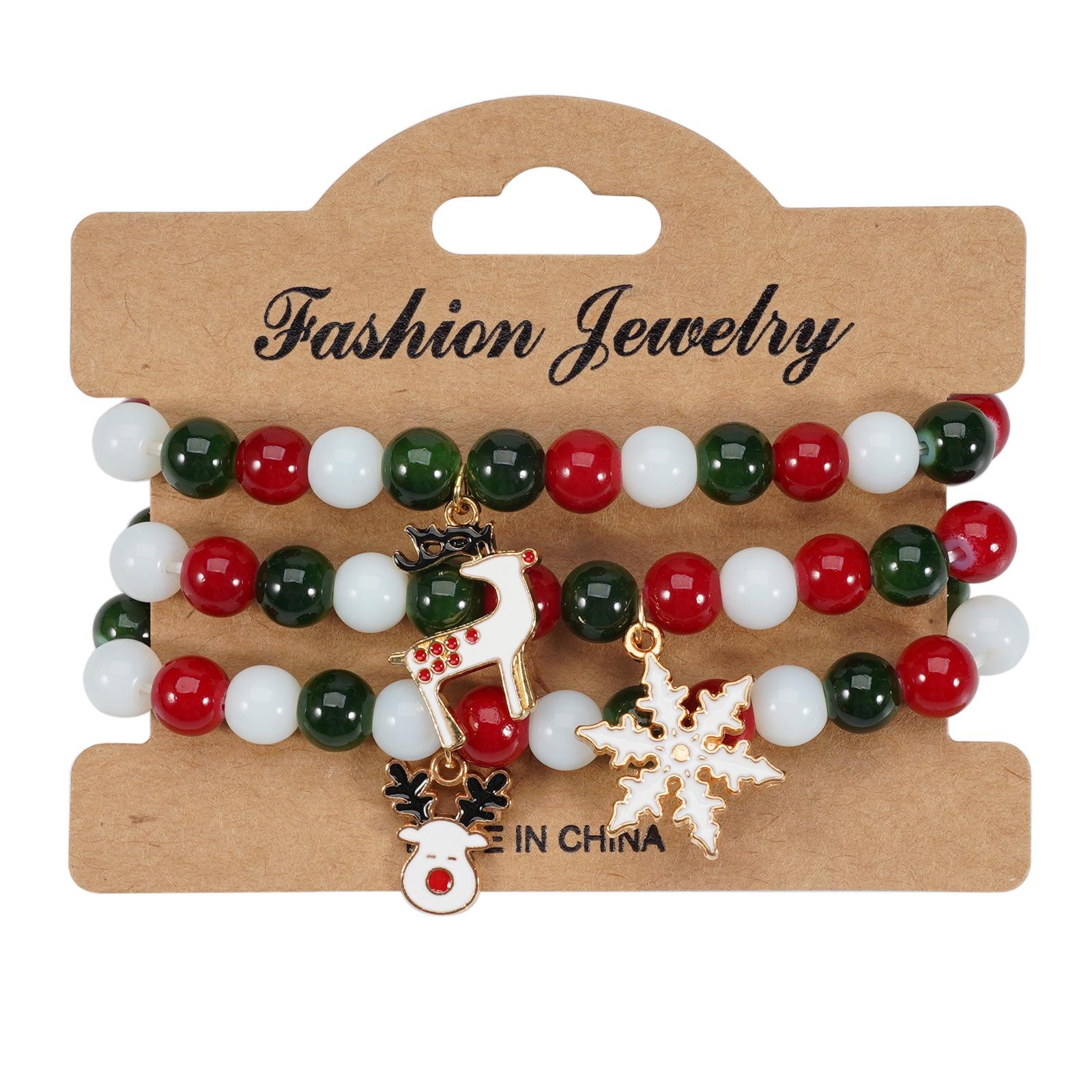 

JYL TS Bracelet Bohemian Leaf Beads Enhances Elegance Style 1 3 pieces/card алый
