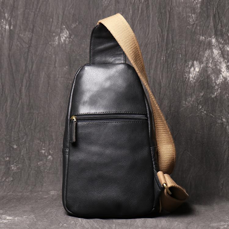 Leather Men'S Bag Women'S Cowhide Close-Fitting Usb Port Breast Bag Soft Leather Shoulder Backpack Large-Capacity Messenger Bag