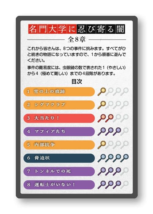 Darkness creeping up on a prestigious cooperative mystery whispered message board game Whispers university, 4-player, game, investigation,