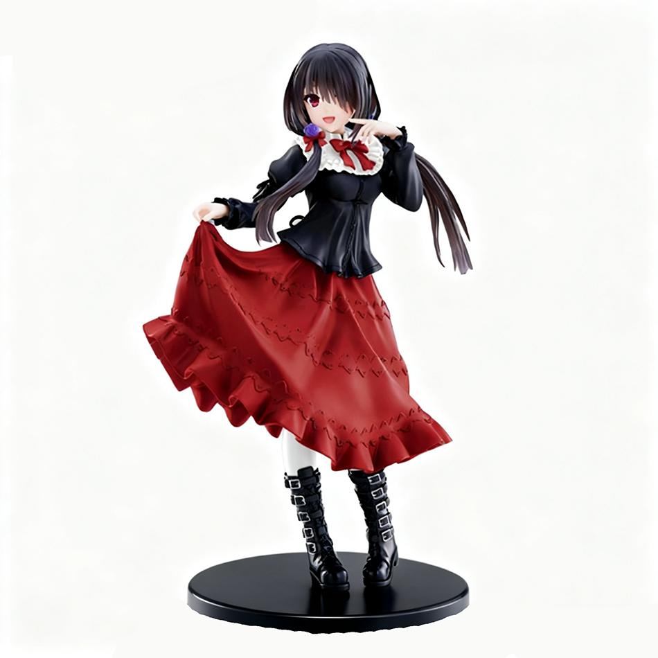 New DATE A LIVE Tokisaki Kurumi Anime Figure Cute Girl Model Toy PVC Black Dress Dress Up Standing Model Car Model Ornaments Toy