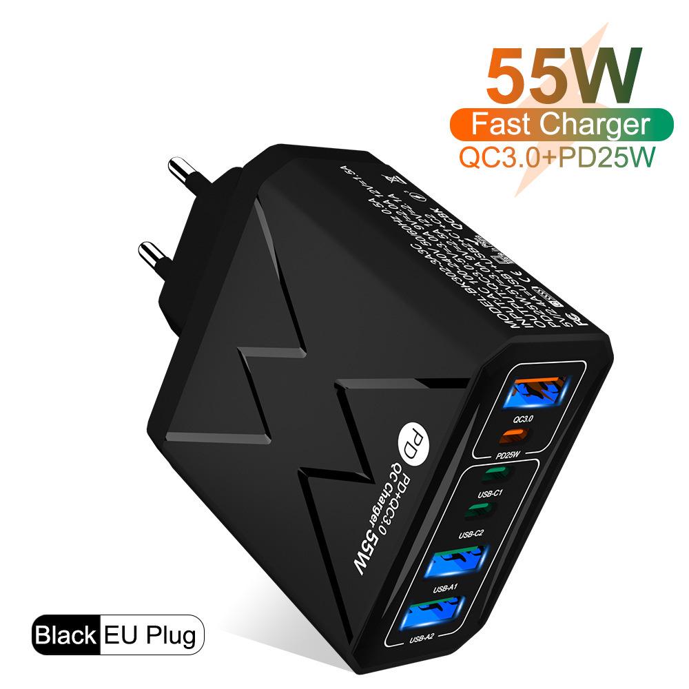 65W PD Fast Charger QC3.0, Compatible with Phones and Tablets, EU Standard.