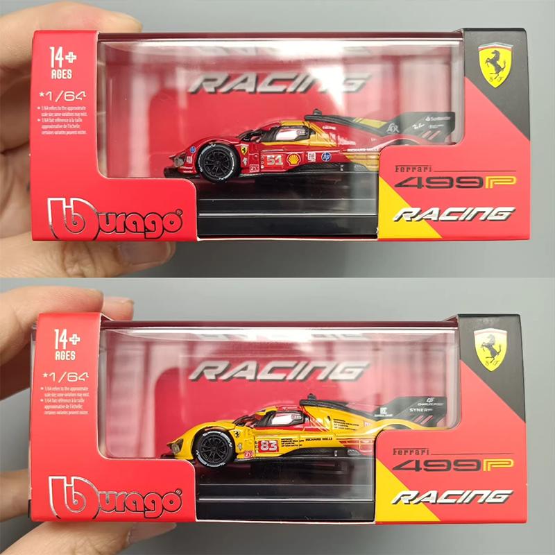 New In Stock Bburago 1:64 Ferrari 2025 499p #83 #51 24h Le Mans Alloy Luxury Vehicle Die-Casting Car Model Customized Toys Gifts