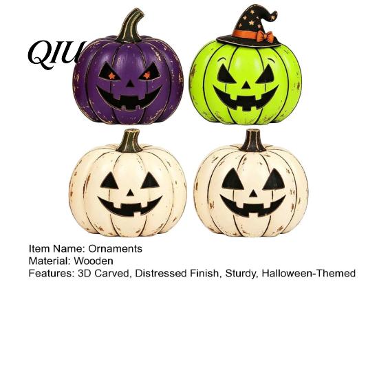 Desktop Holiday Party Ornament 3/4Pcs Vintage Wooden Pumpkin Decor, Rustic Fall Tabletop Centerpiece, Farmhouse Sturdy Thanksgiving Centerpieces