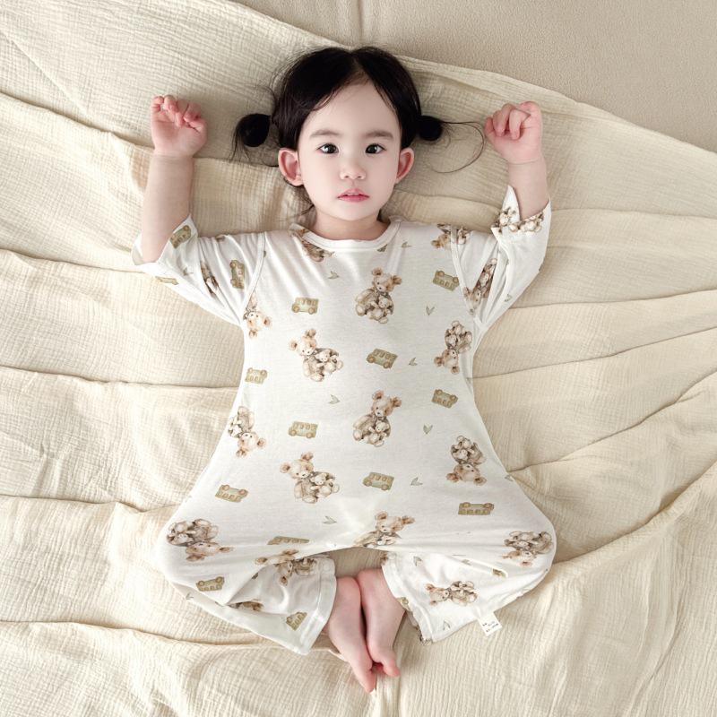 Unisex Baby Summer Jumpsuit - Anti-bacterial, Pure Cotton, Breathable, Boneless, Three-Quarter Sleeves, Essential Homewear