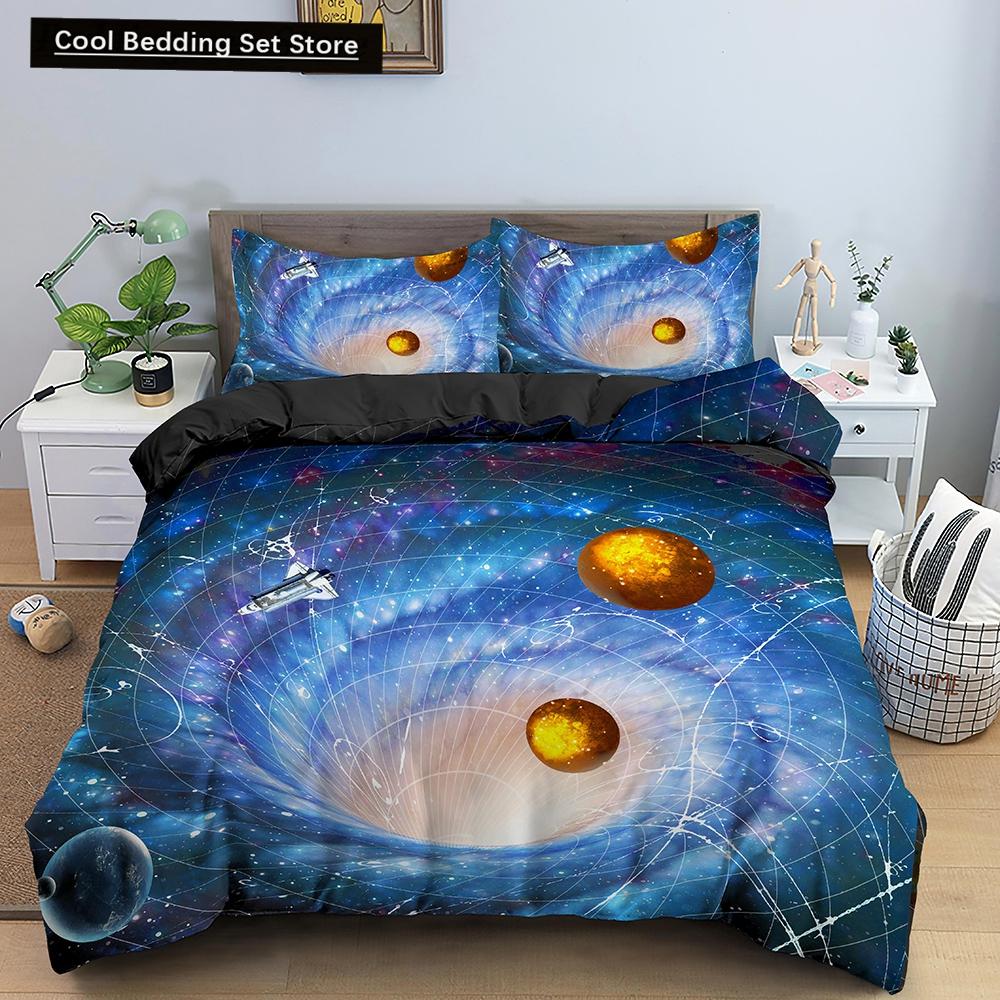 3D Galaxy Duvet Cover King Double Twin Queen Full 2/3pcs Bedding Set Universe Outer Space Themed Starry Polyester Quilt Cover
