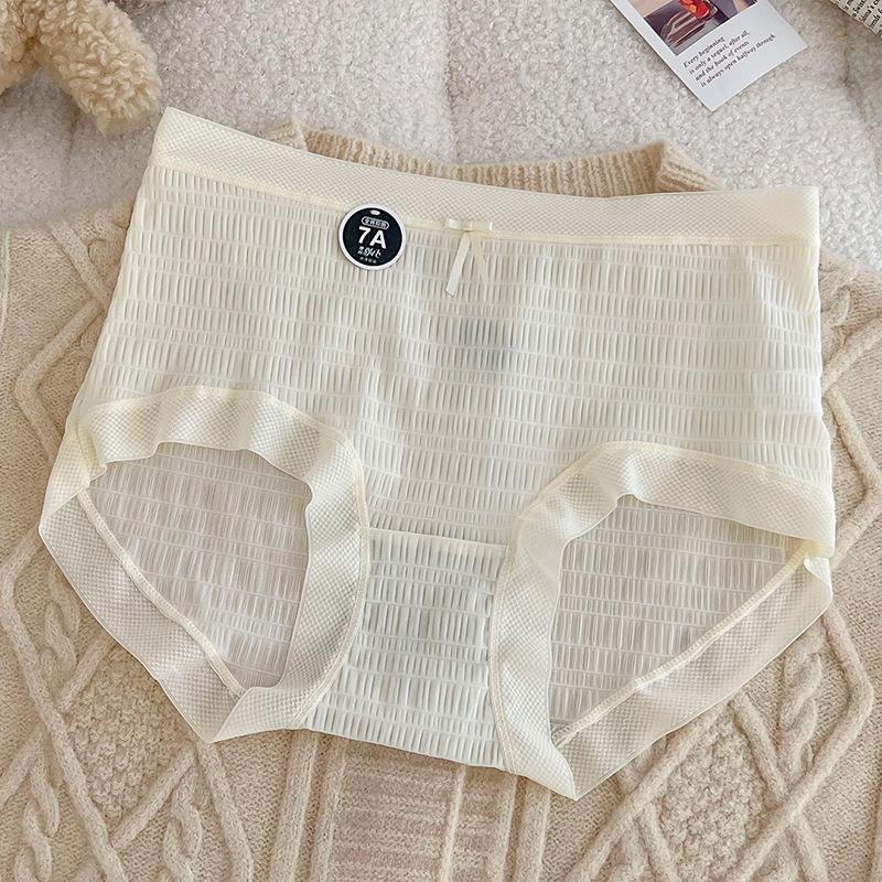Underwear Women Panties Antibacterial Mid-waist Women Briefs Naked Ice Muscle Pants Bubble Lace Wrap Buttock Pants Women