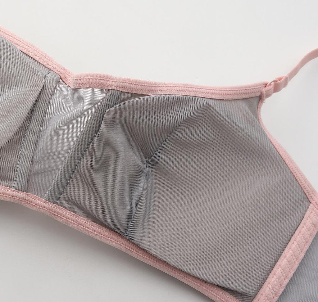 Sommer Atmungsaktives Mesh Colorblock BH für Mädchen mit Brustpolster - Bequem & Anti-Exposition, Ohne Bügel