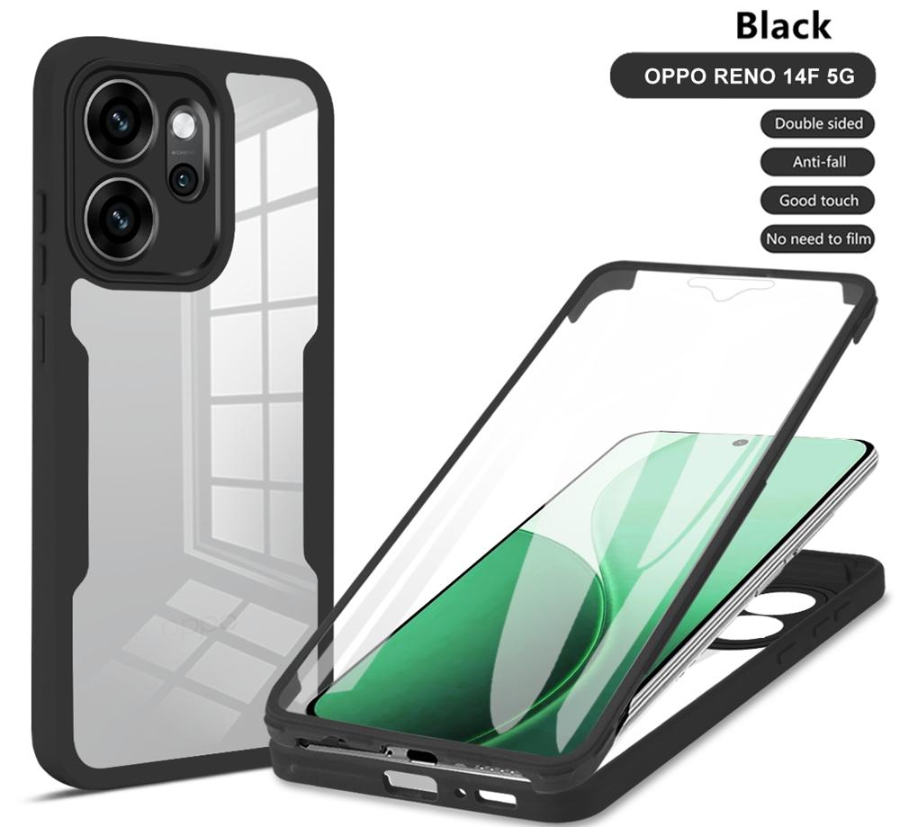 

Роскошный чехол-накладка 360 на весь корпус с защитой переднего экрана для OPPO Reno 14 14F 14 F Reno14 Pro Reno14F 5G, силиконовый бампер, противоударная крышка For Reno 14F 5G чёрный