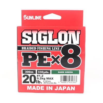 Sunline PE-Schnur X8 Siglon 300M PE 1.2 20LB Dunkelgrün (2363)