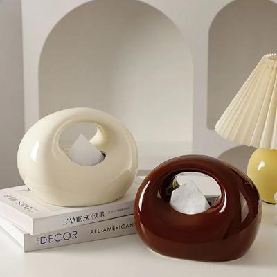 Cutie de șervețele în formă de geantă de mână creativă, Decor pentru măsuță de cafea, birou, Design modern, Cutie de șervețele ceramică, Noptieră, Suport pentru prosoape de hârtie