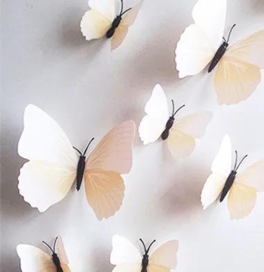 12pcs/Set Home Butterfly Stickers Simulation 3D Butterfly Wall Decoration Colorful Butterfly Creative Bedroom Wall Decals