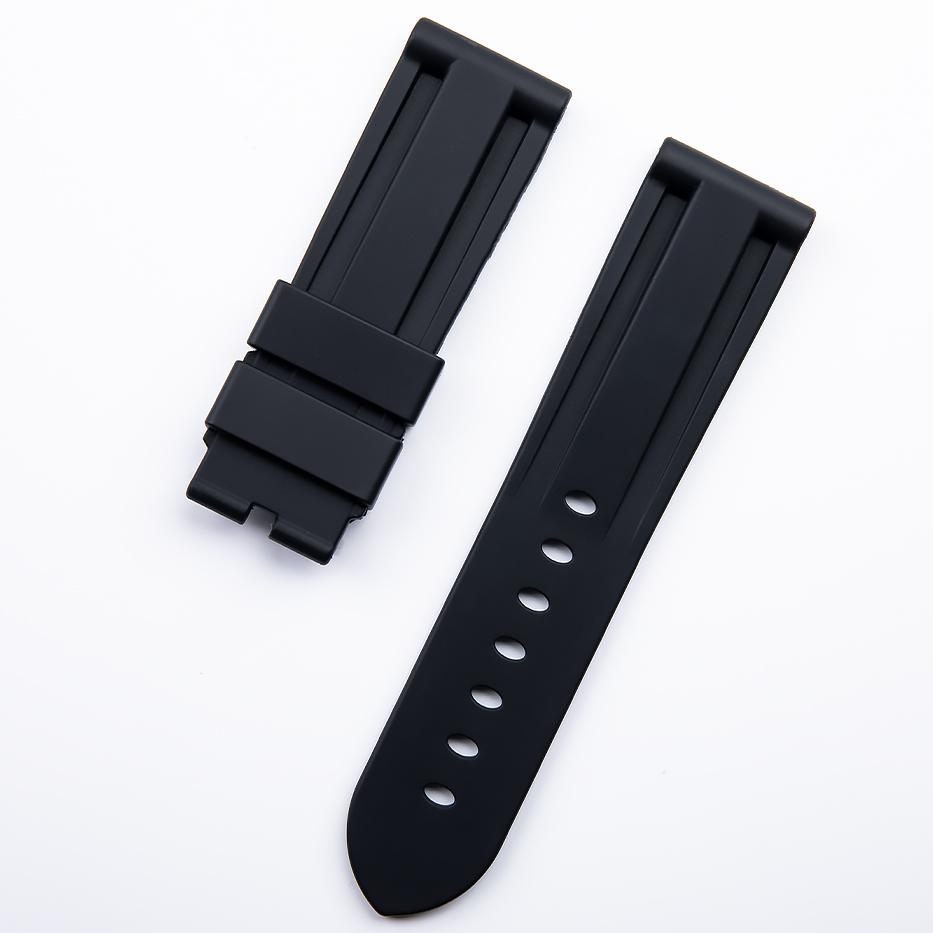 Soft Liquid Nature Silicone 22mm 24mm Black Blue Red Yellow White Green Watch Band Tang Buckle For Panerai Strap Watchband