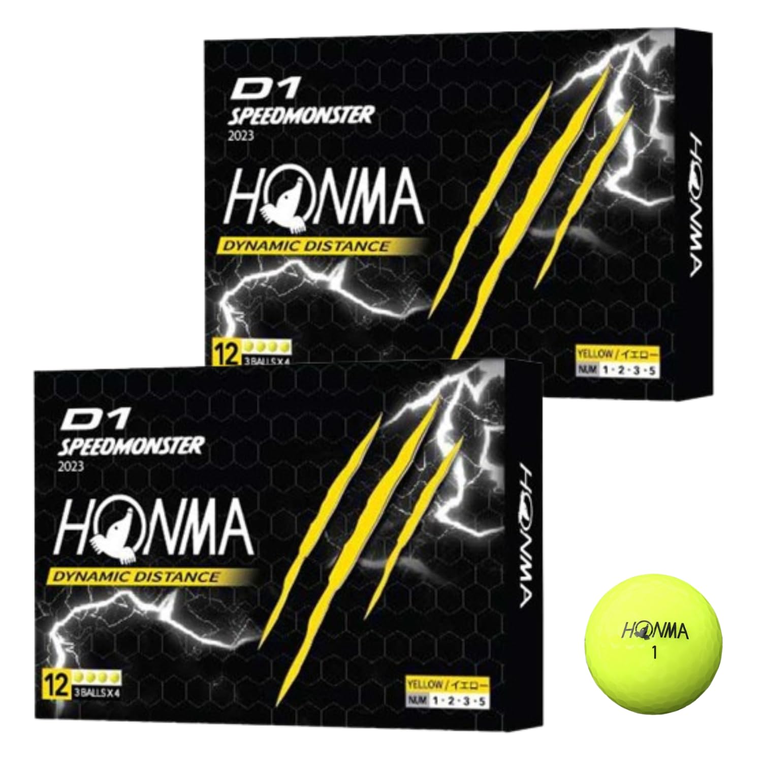 

Dozen HONMA D1 SPEEDMONSTER 2023 Model BT2302 Yellow 24 Ball Distance Golf Ball Honma Golf Head Office Shop Card [2 Set] Includes
