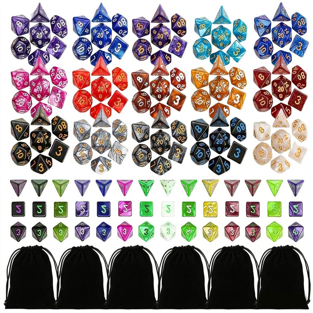 42Pcs Polyhedral DND Dice Set with Black Drawstring Pouch Color-Coded Faces RPG D&D Tabletop Game  ZSY