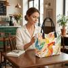  Watercolor Phoenix Pattern Tote Bag Casual Large Capacity Shoulder Handbag for Daily Use