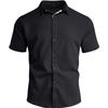 Men's Solid Color Casual Business Commute Cardigan Button-down Shirt with Turn-down Collar