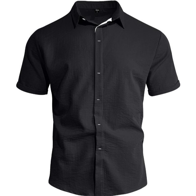 Men's Solid Color Casual Business Commute Cardigan Button-down Shirt with Turn-down Collar
