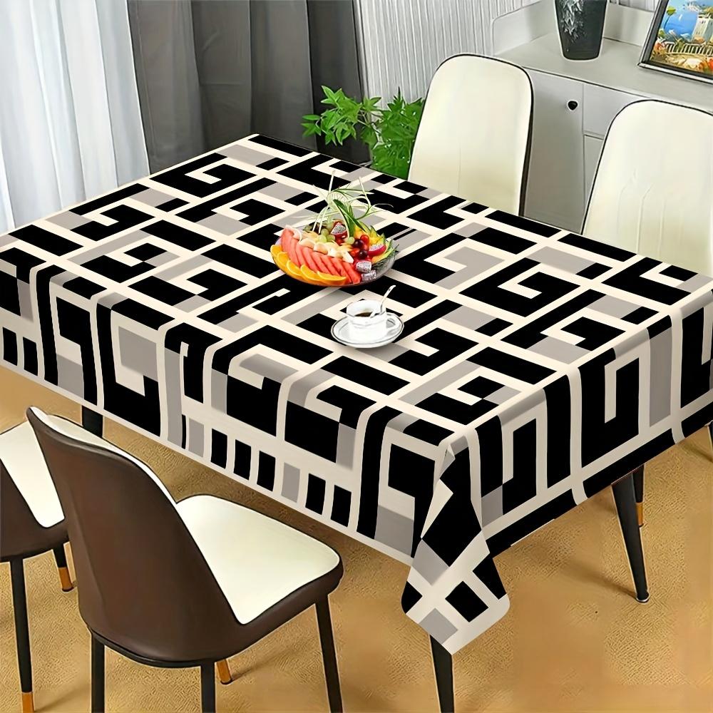 1pc geometric pattern polyester tablecloth, stylish and elegant, large-sized tablecloth for furniture decoration.PMJ