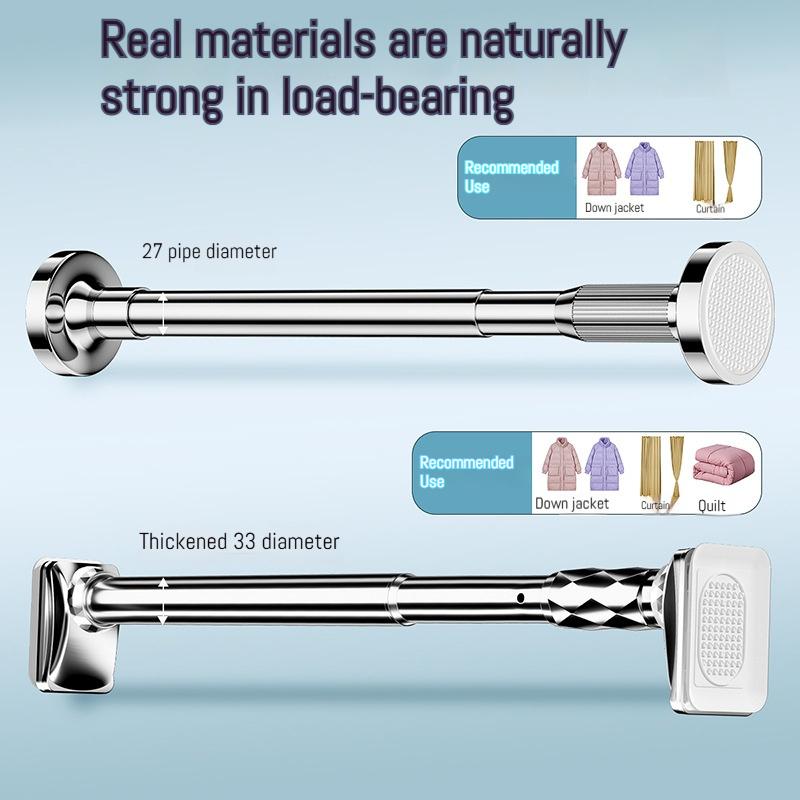 Multifunctional Extendable Rod Adjustable Stainless Steel Curtain Telescopic Pole Household Hanging Rod Bathroom Product 50-80cm