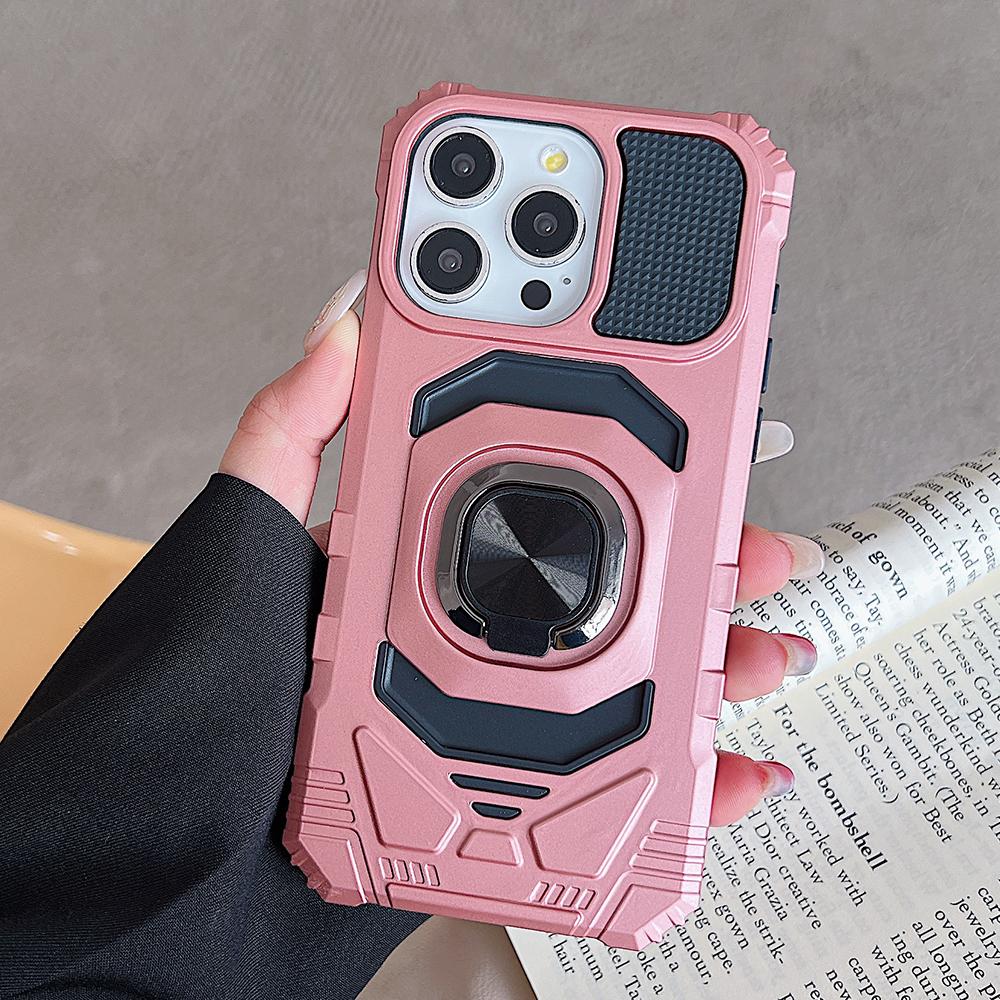 shockproof rugged metal ring bracket hard phone case for For Iphone 15 14 13 12 11 Pro Max car phone holder scratch-proof back cover