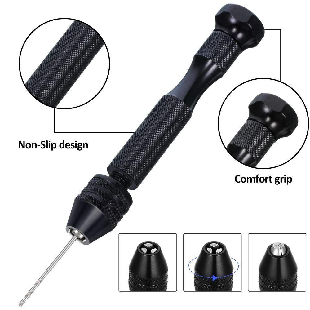 0.6-3mm Hand Twist Drills Set Pin Vise Micro Drill Bits Plastic Craft Hole Maker Woodworking Model