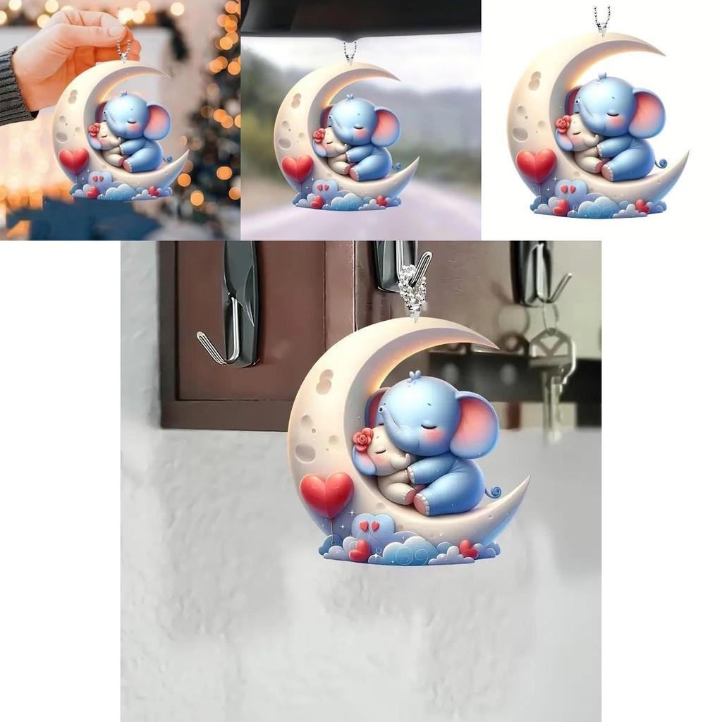 Acryl Cartoon Mond Elefant Auto Innenraum Hängeornament Für Dekorativen Stil
