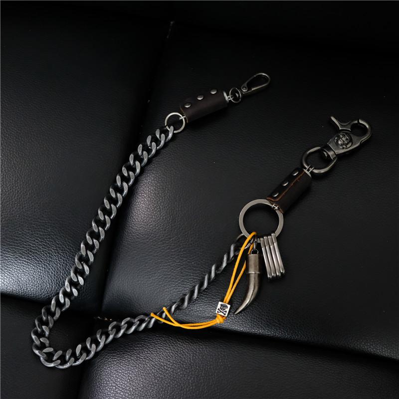 

Casual male metal with multi-layer cool cowhide trouser chain, non-mainstream hip-hop hip-hop cross waist chain темно-коричневого