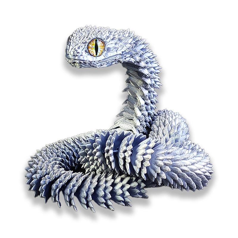 Articulated Snake Figure, 3D Printed Bush Viper Creature, Dragon Snake Inspired Joint Mobility Statue, Home Ornament