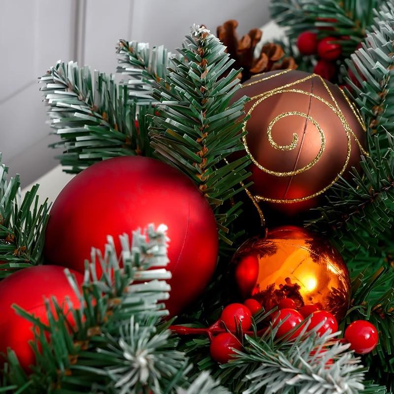 Factory Christmas Wreath Door Hanging Decorative Vine Snowfall for Mall Entrance Stair Handrail Pendant Bell Artificial Flower