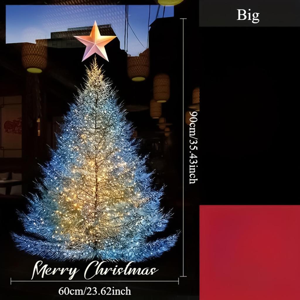 Christmas Decorative Glass Sticker Holiday Party Atmosphere Scene Layout Star Christmas Tree Window Sticker Electrostatic Window