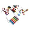 Birds Swing Toy Natural Wood Hanging Chewing Perch Toy Set with Bells Wooden Beads
