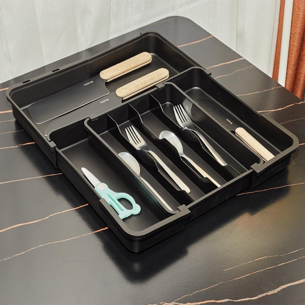 Adjustable Silverware Drawer Organizer Separated Cutlery Organizer Tableware Storage Box  Drawer