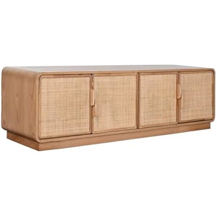 Meuble TV - HOME ESPRIT - Naturel Rotin Chêne - 157 x 40 x 46 cm - Multicolore - Rectangulaire