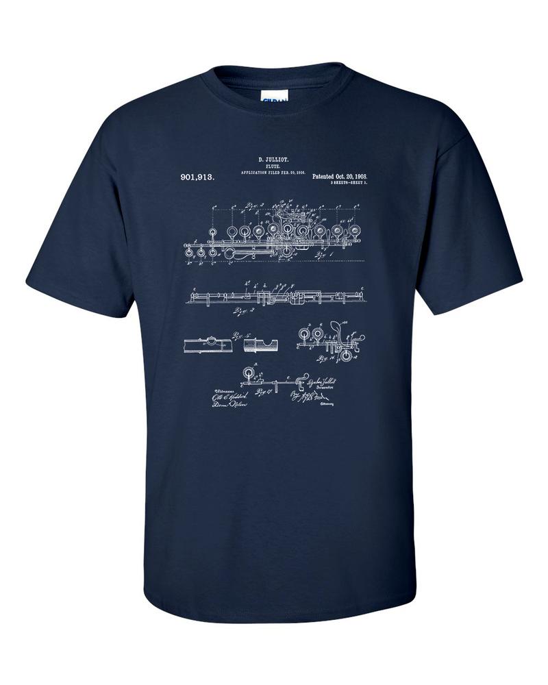 Flute Patent Blueprint Woodwind InstruUnisext Musician TShirt