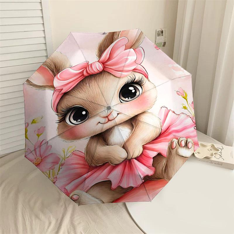 

1PC Rabbit Flower Umbrella-8-Rib Reinforced, Automatic Open, Lightweight & Durable, Fashion Accessory for Outdoor, H0369