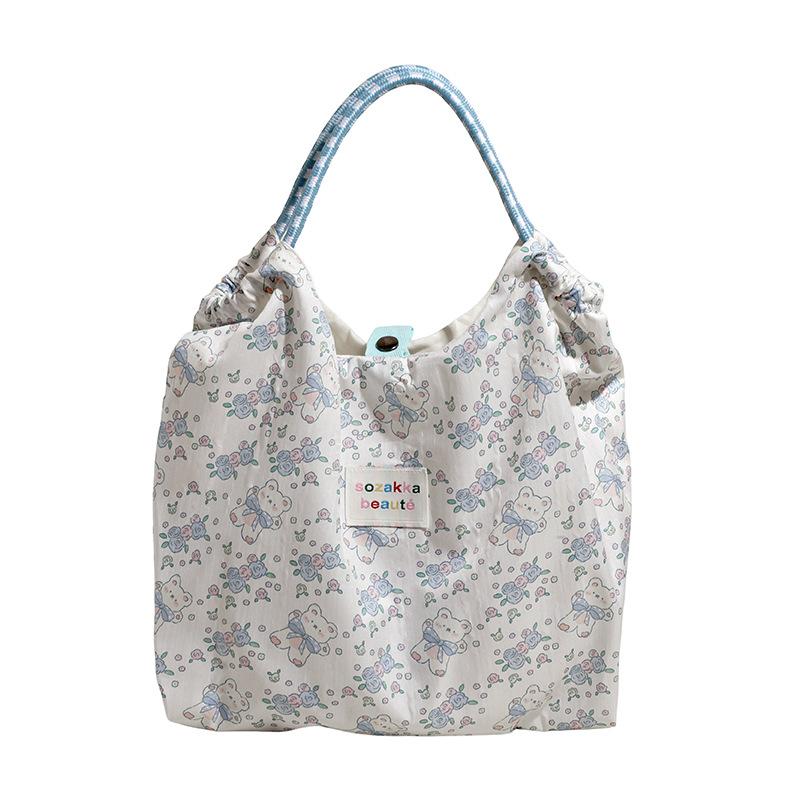 New niche broken flower canvas bag large capacity shoulder bag underarm bag portable shopping bag tote bag