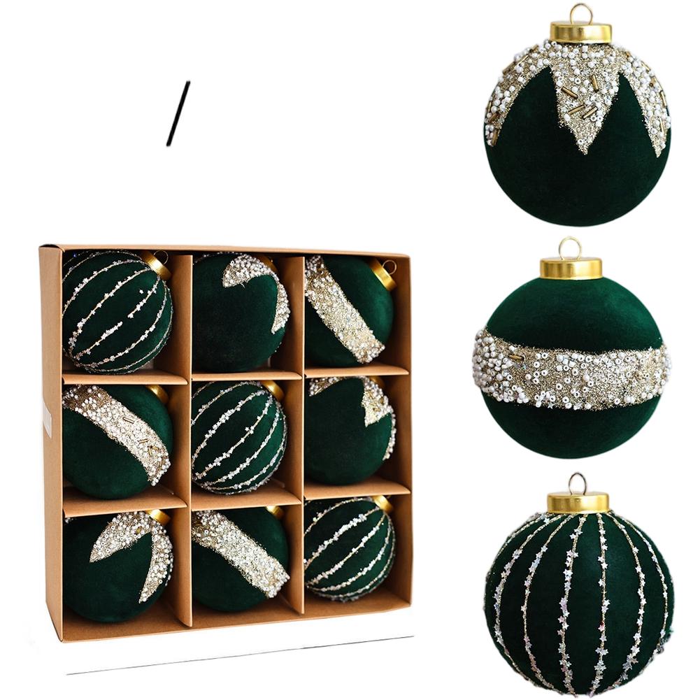 Christmas Tree Ornament Velvet Ball 68cm with Hand Painted Flocked Designed for Hanging on Holiday Trees and Wreaths