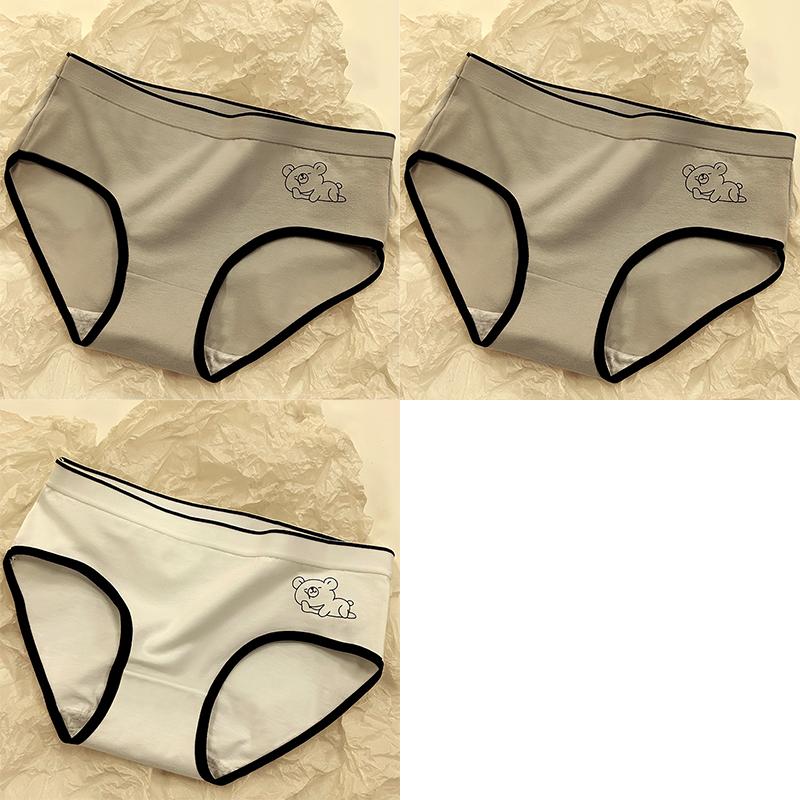 3 PCS Women's Underwear Comfortable Mid Rise Panties Cute Bear Female Underpants M-XL Seamless Women Lingerie Ladies Underpants