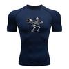 Men's Compression Fitness T-Shirt, Skeleton Weight Lifting P
