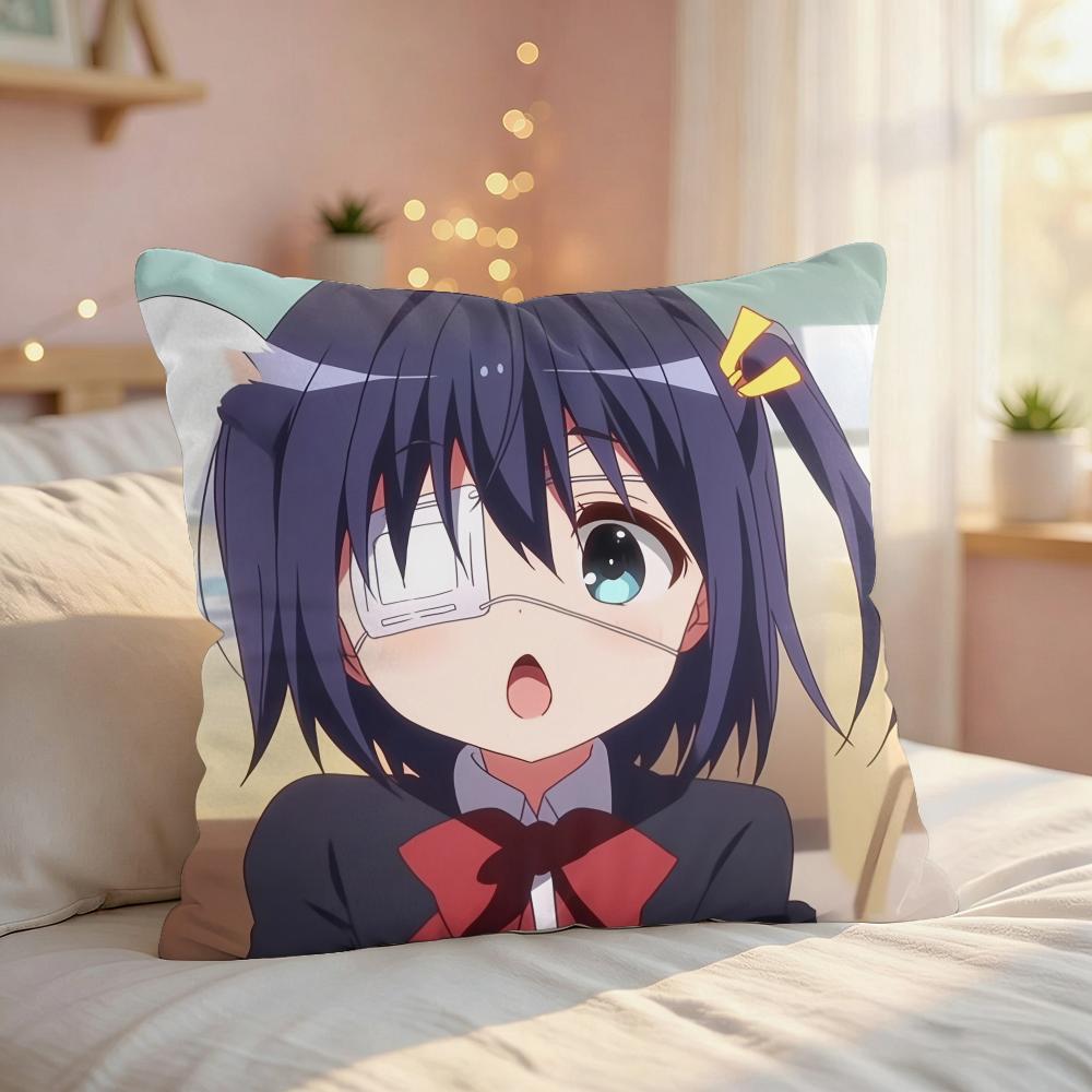 TTakanashi Rikka Sexy Anime Cushion Cover Silky Short Plush Invisible Zipper Dustproof Sofa Pillow Case For Home Decor