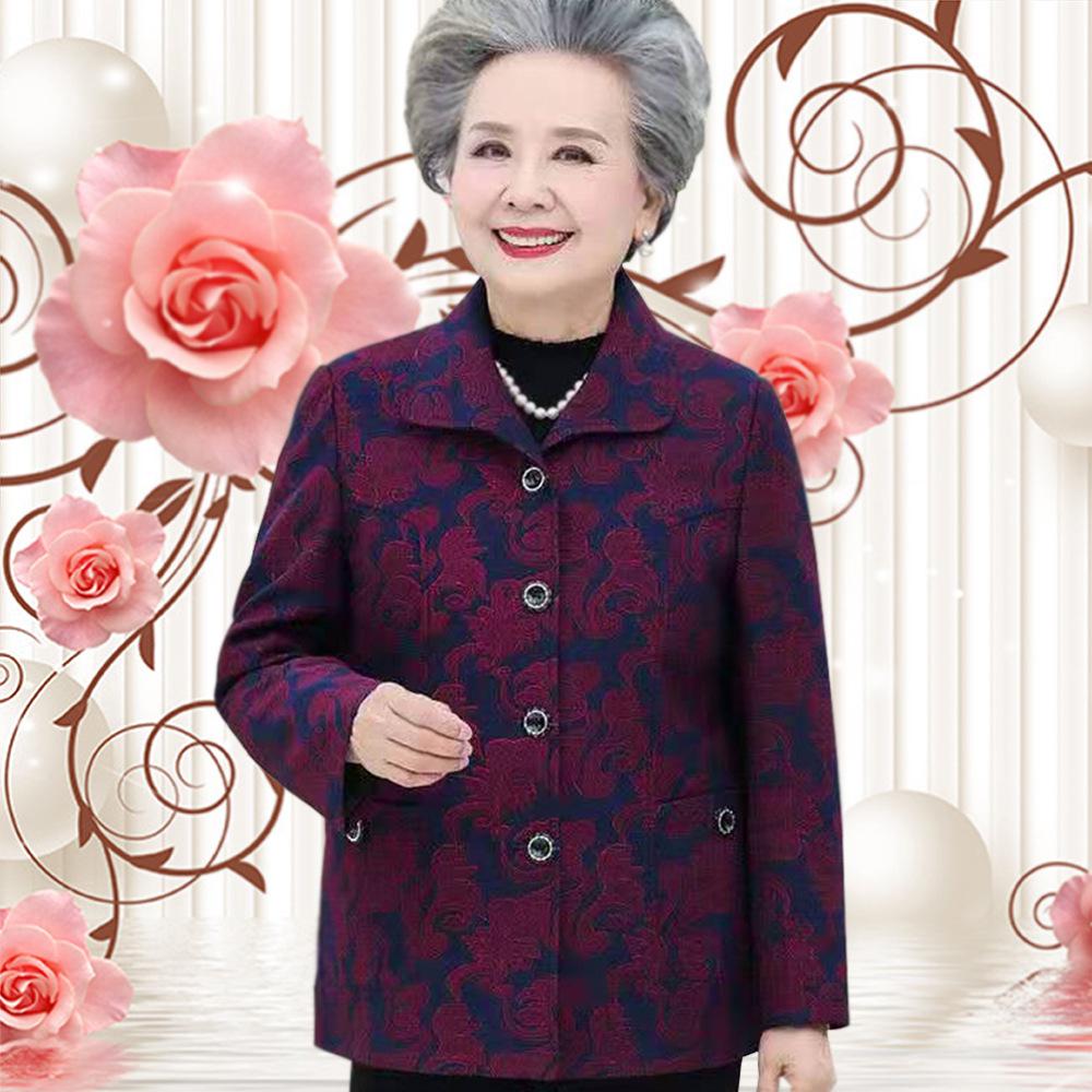 Spring & Autumn Lightweight Jacket for Mature Women - Stylish Lapel Top, Grandma's Fashionable Two-Way Shirt