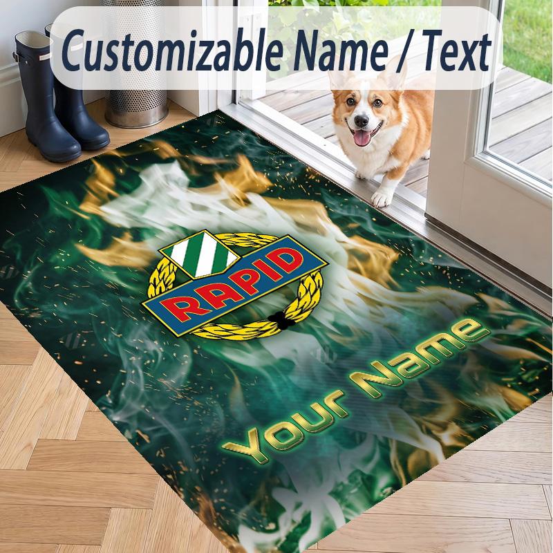 Custom Text Printed Rug Rapid Wien FC Non Slip Floor Carpet For Home Room Decor