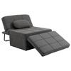 4-in-1 Single Armchair Convertible Chair Bed Pouf Reclining Backrest 5 Levels Folding Footrest, Load 200 Kg, Metal Frame and Linen Fabric Gray