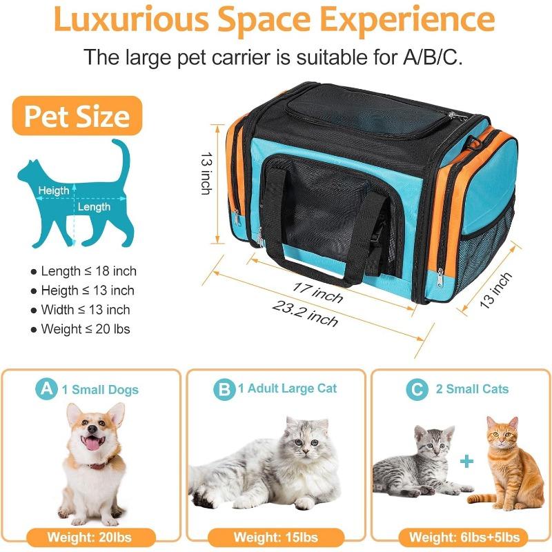 Trasportino Grande per Gatti per 2 Gatti, Trasportino per Cani Piccoli, Trasportini Grandi Pieghevoli per Animali Domestici per Viaggi, Uso Interno ed Esterno