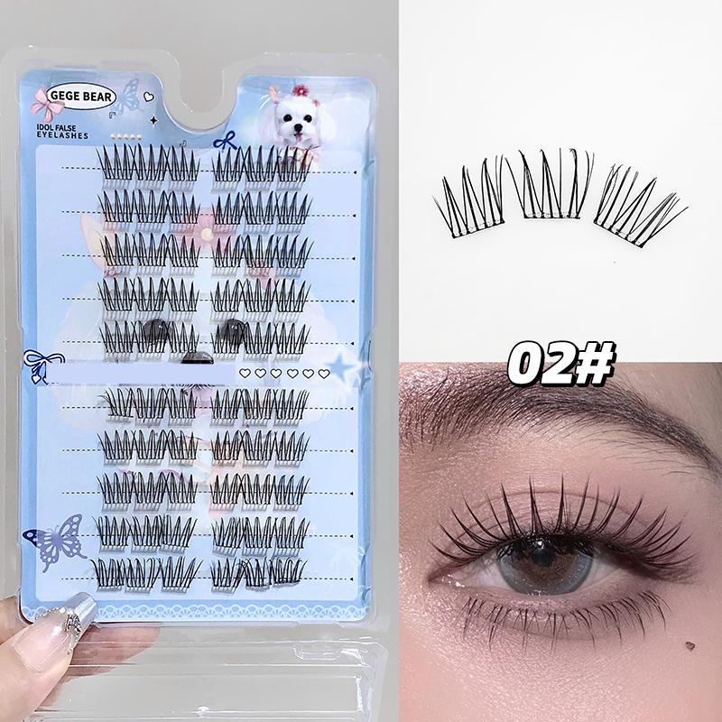 Gegebear 10 Rows Glue-Free False Eyelashes Comic Eye Style Natural Curling Lashes Easy To Wear Perfect for Beginners