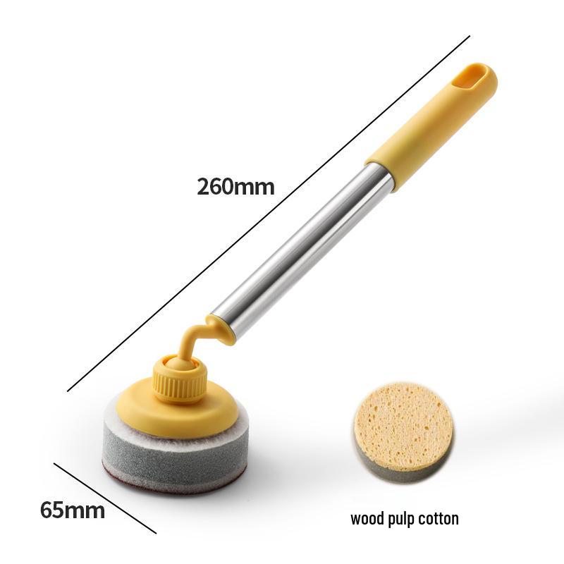Non-stick Pan Cleaning Brush - Long Handle, Non-Damaging Scrubbing Sponge for Pots and Dishes