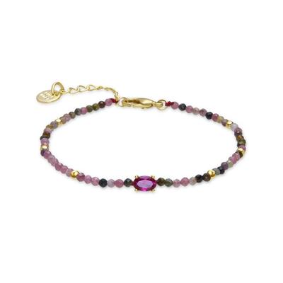 Bracelet - Baim - Tourmaline Multicolore - finition or jaune 18k - 16 Cm + 3 Cm d'extension - Mousqueton