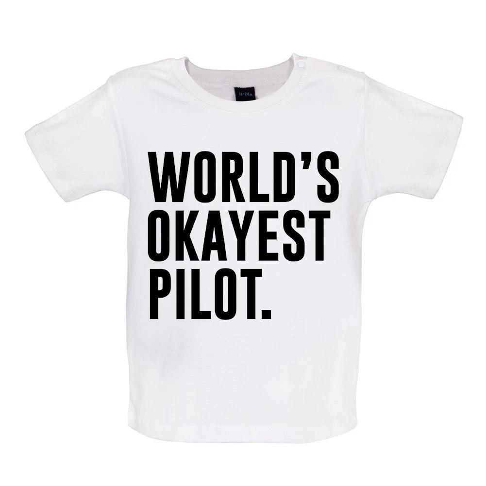 Worldwide Okayest Pilot - Baby Kids Boys Girls Unisex T-Shirt / Romper - Airplane Fly Flying Pilots 160