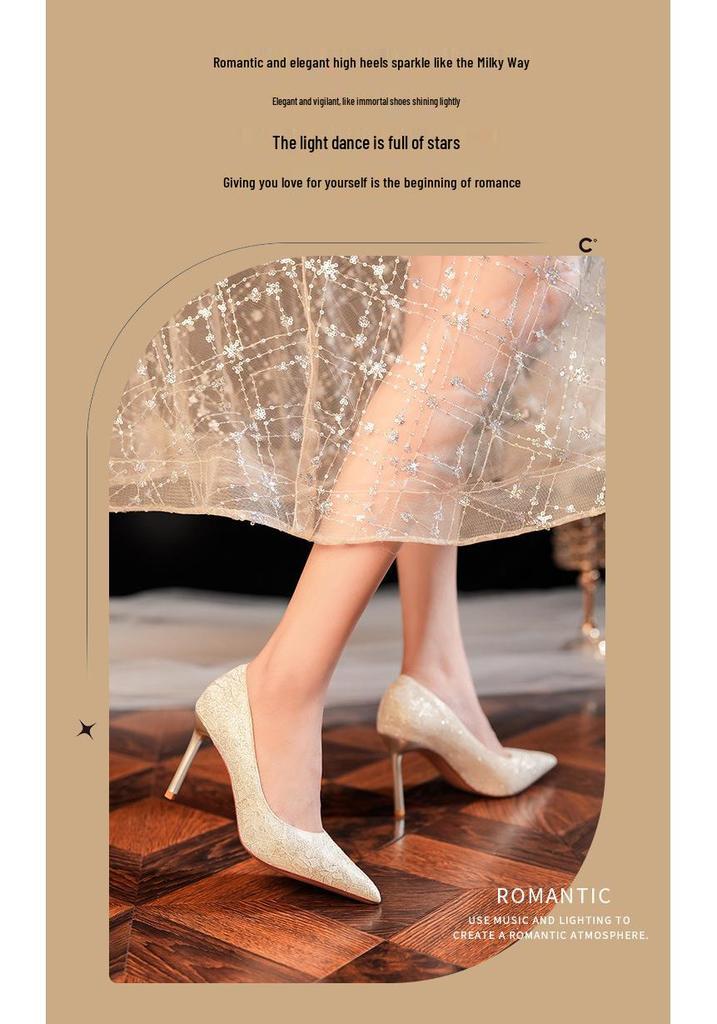 Elegant Red Silk Stiletto Heels with Gold Trim - Ideal for Weddings, Banquets, and Formal Events